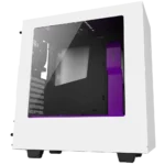 NZXT S340 Matte White Purple Mid Tower Case with 4 x NZXT 120mm Fans