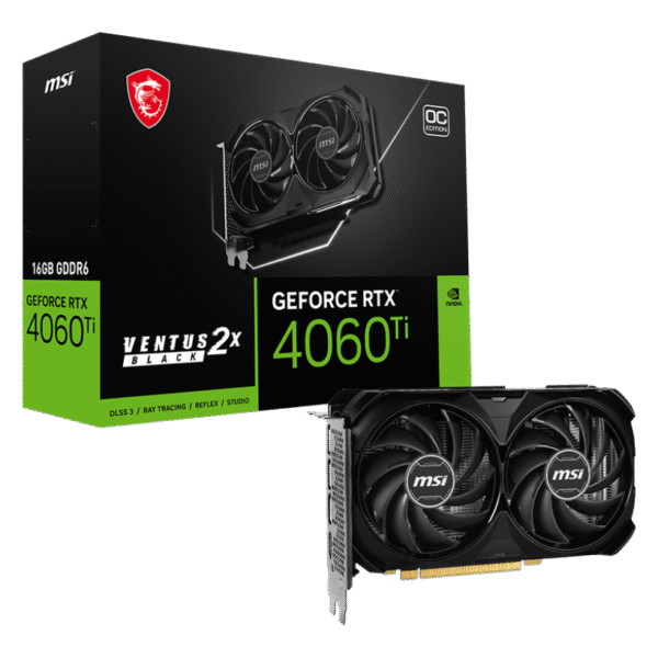 MSI GeForce RTX 4060 Ti VENTUS 2X BLACK 16G OC GDDR6X Gaming NVIDIA Graphics Card