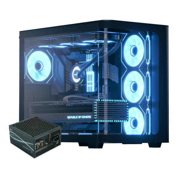 AEROCOOL P500C-G-BK-v1 Mid-Tower Case with 4xARGB Fans - Black + AEROCOOL LUX 750W 80+ Bronze (Dedicated)
