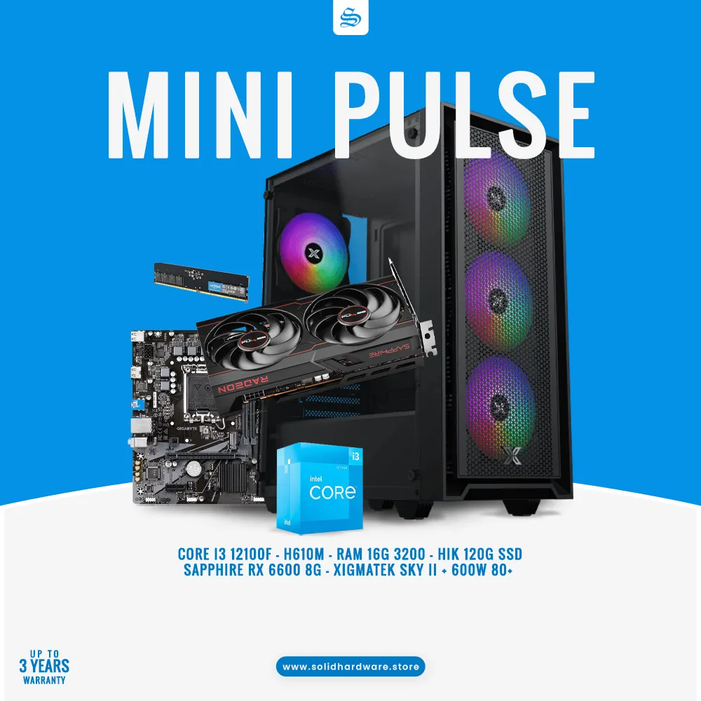 MINI PULSE | CORE I3 12100F + RX 6600 8G