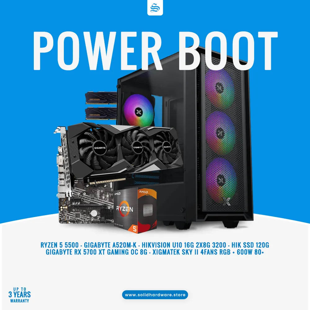 POWER BOOT | RYZEN 5 5500 + RX 5700XT