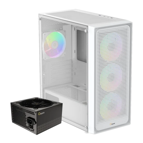 Ocypus Gamma C50 White ARGB 4-Fans Mid Tower Case + Ocypus Gamma P650 650W 80+White