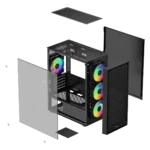 Ocypus Gamma C50 Black ARGB 4-Fans Mid Tower Case + Ocypus Gamma P650 650W 80+White - Image 4
