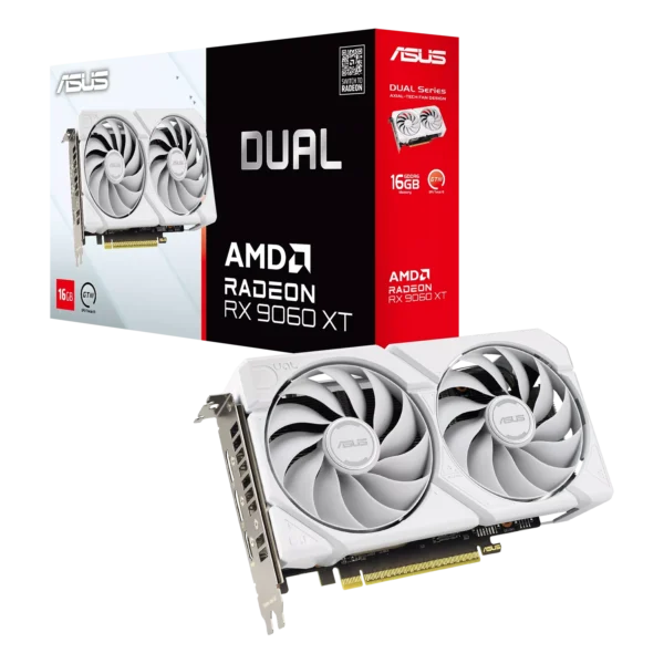 ASUS Dual AMD Radeon RX 9060 XT 16GB GDDR6 Gaming Graphics Card - White