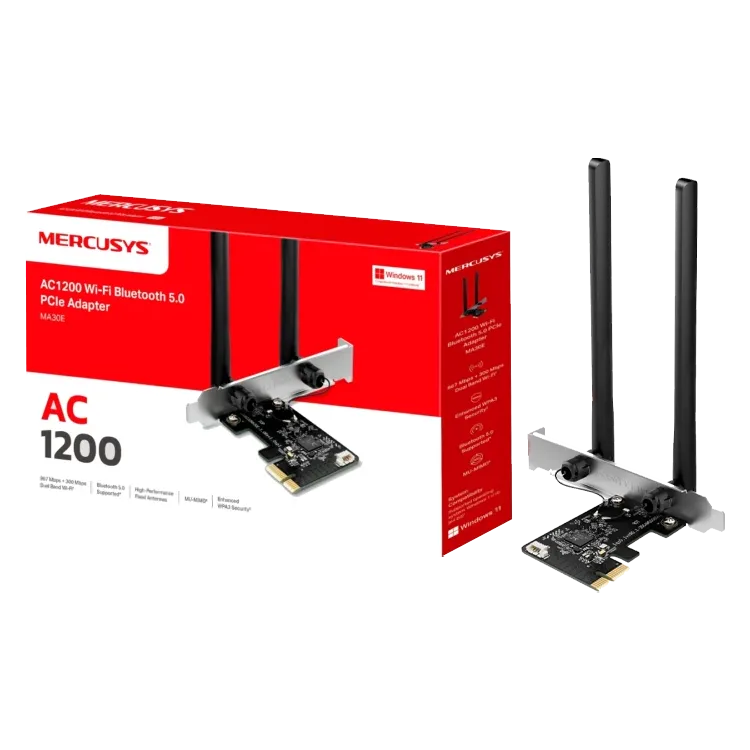 MERCUSYS MA30E WiFi Bluetooth Card AC1200 Mbps Wireless Bluetooth 5.0 PCIe Network Card