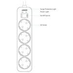 ANKER Power Strip with Surge Protection ,Extension Lead with 4 Wall Outlets - Image 2
