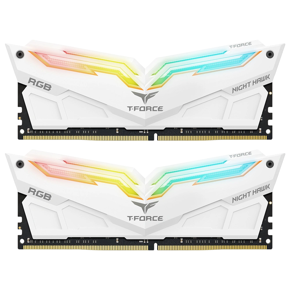 Team Night Hawk RGB 16GB (2x8GB) 3200MHz DDR4 CL16 Desktop Gaming Memory Module Ram - White