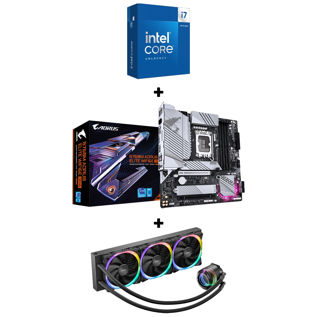 Bundle Offer | Core i7 14700K + B760M AORUS ELITE WIFI6E + ANTEC Vortex 360 Water Cooler